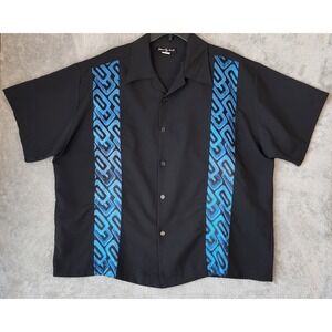 Johnny Suede Shirt Mens XXXL Black Blue Bowling Rockabilly 90s Vintage USA